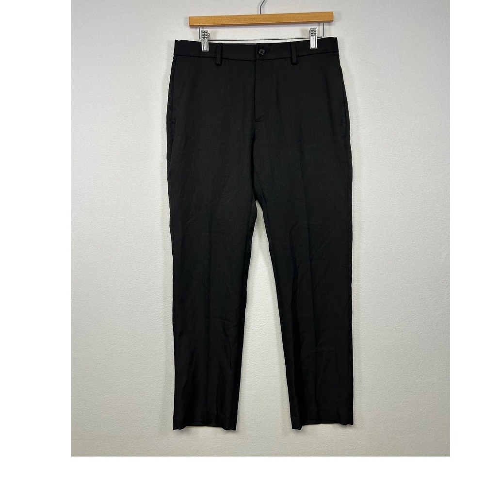 Professional Chaps Womens 30x30 Black Flat Front Straight Leg Dress Pants‎